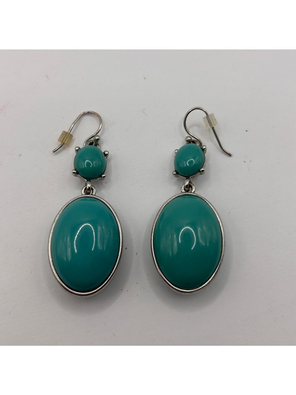 Pair of Silveryone Turquoise Color Pierced Dangle Earrings